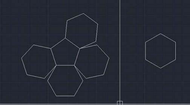 CAD多個六邊形對齊的方法